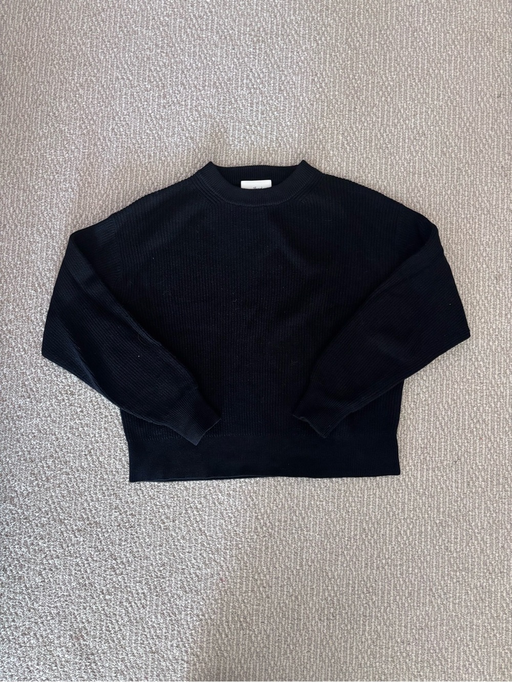 Wilfred Black Wool and Cotton Crewneck Sweater